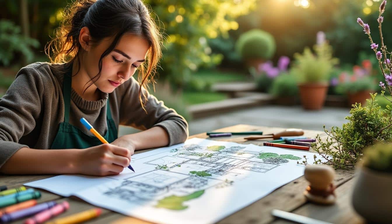 Illustration: Définition et importance du croquis de plan de jardin paysager