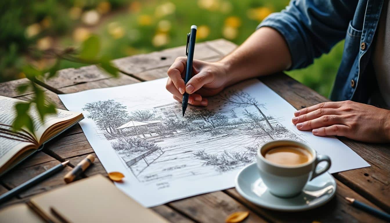 Croquis de plan de jardin paysager : guide pour aménager votre extérieur