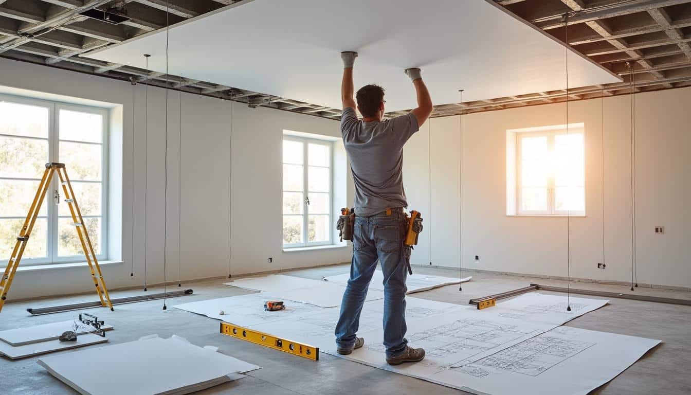 Illustration: Les éléments essentiels pour la pose d’un faux plafond suspendu à dalles 60x60