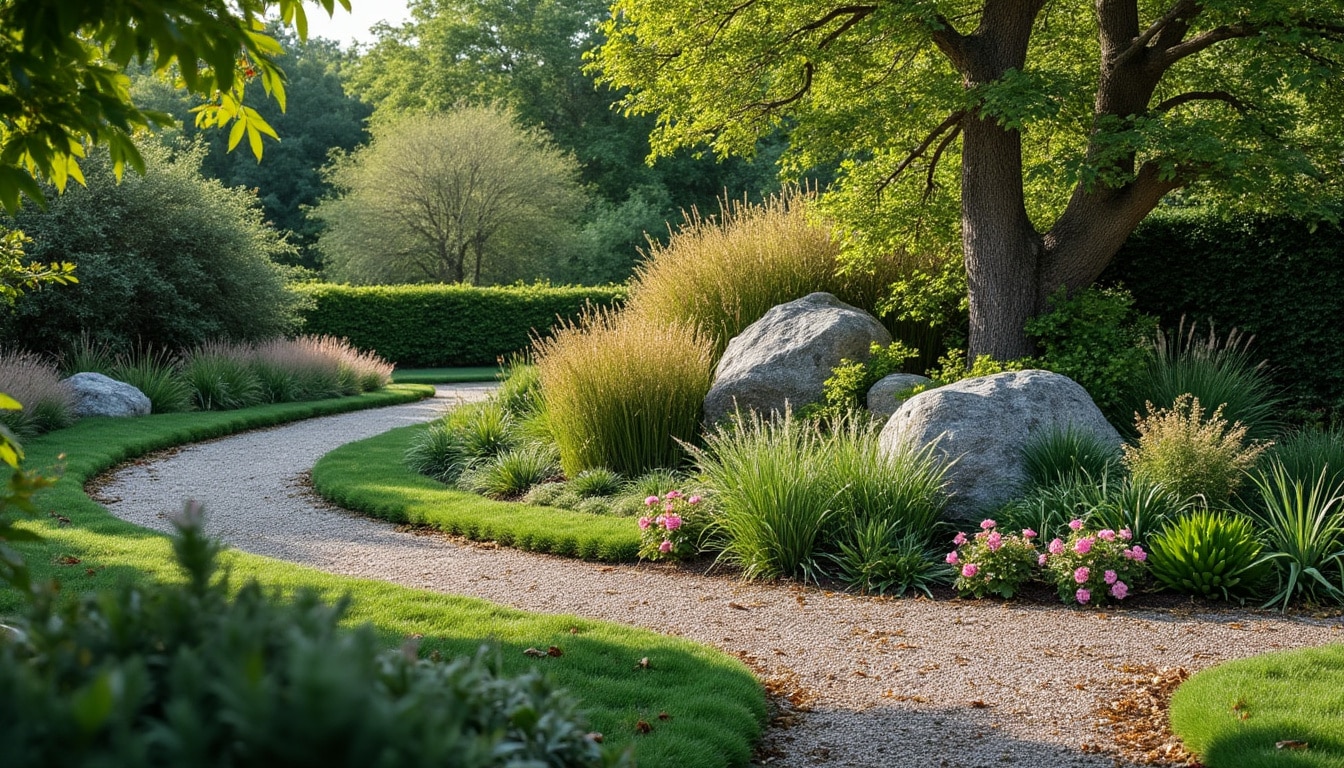Illustration: Définition d’un massif sans entretien dans un jardin paysager