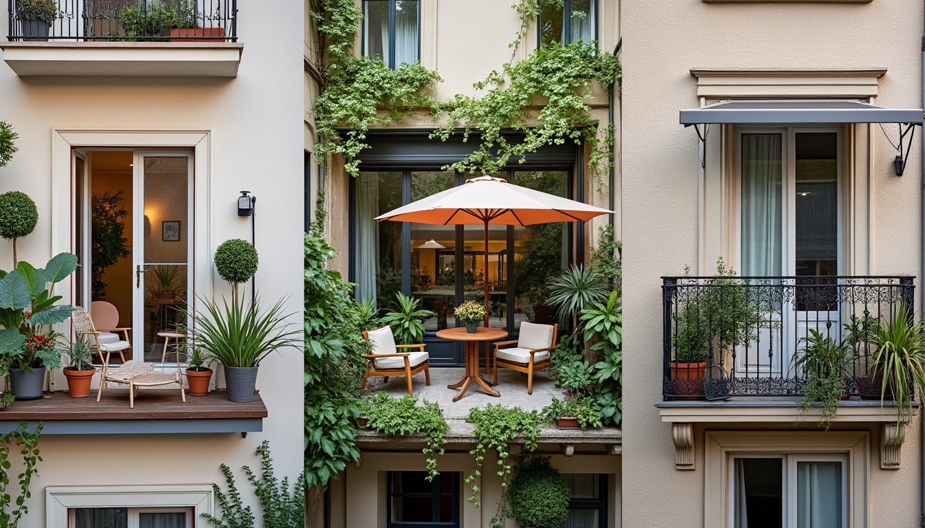 Illustration: Définition et différences entre une véranda sur balcon, une terrasse et un balcon classique