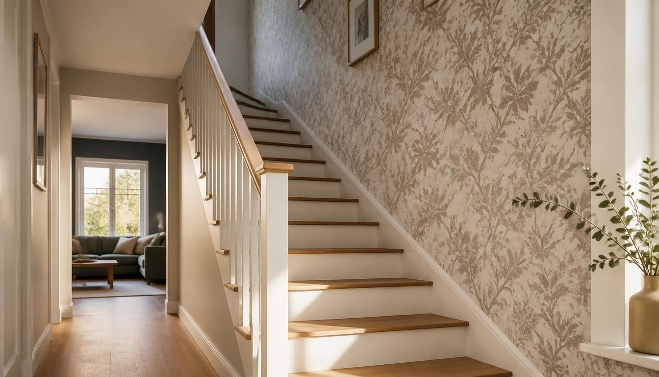 Papier peint dans un escalier : pose, choix et finitions