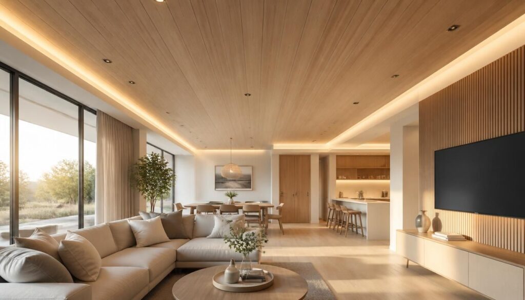 Plafond en lambris moderne : idées, pose et finitions